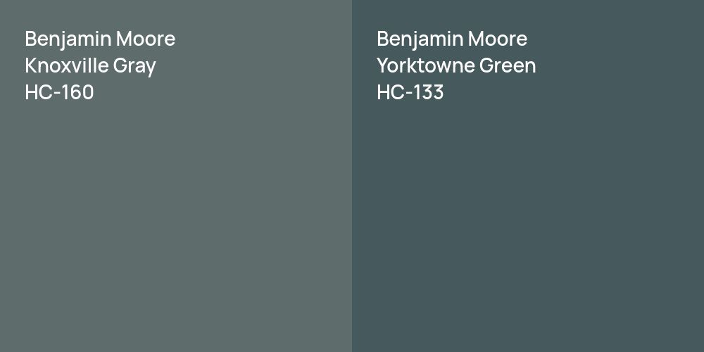 Benjamin Moore Knoxville Gray vs. Benjamin Moore Yorktowne Green