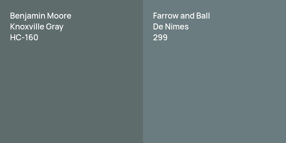 Benjamin Moore Knoxville Gray vs. Farrow and Ball De Nimes