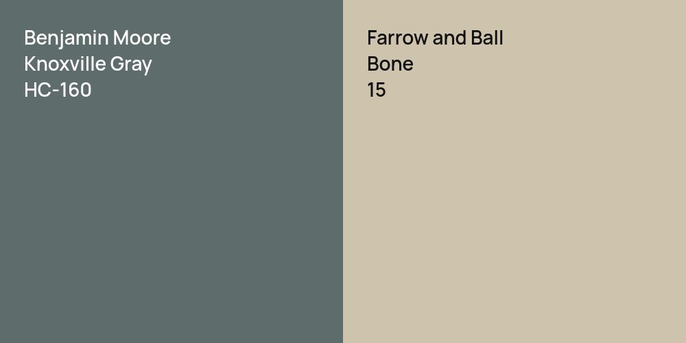 Benjamin Moore Knoxville Gray vs. Farrow and Ball Bone