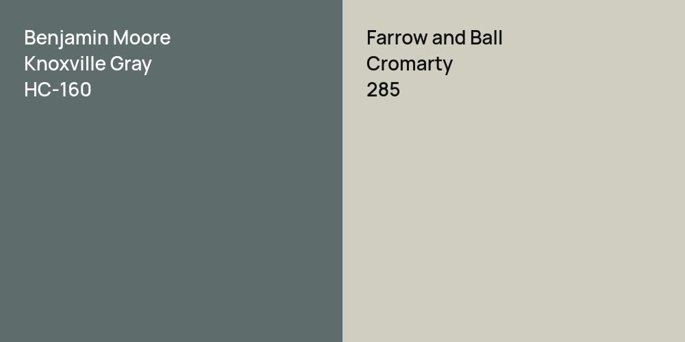 Benjamin Moore Knoxville Gray vs. Farrow and Ball Cromarty