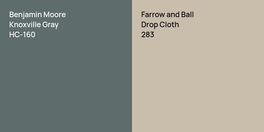 Benjamin Moore Knoxville Gray vs. Farrow and Ball Drop Cloth