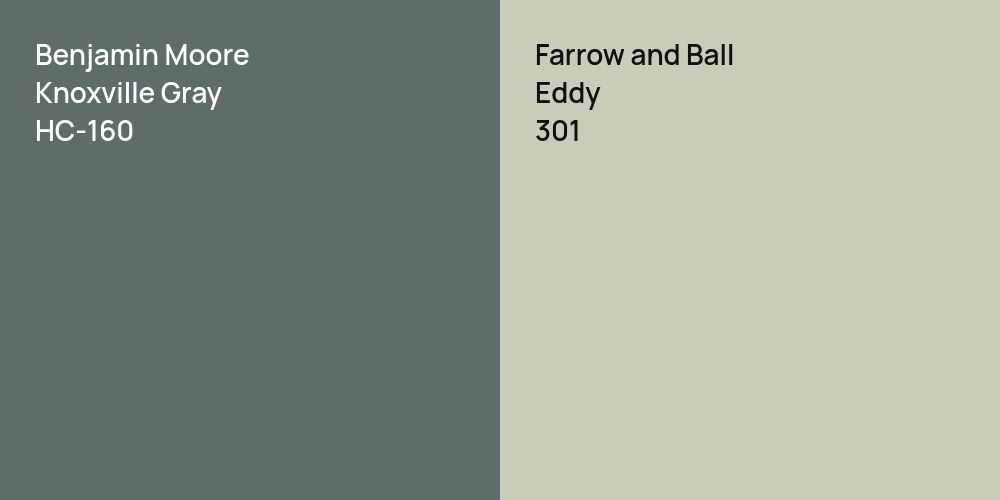 Benjamin Moore Knoxville Gray vs. Farrow and Ball Eddy