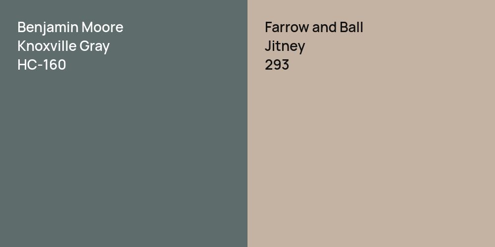 Benjamin Moore Knoxville Gray vs. Farrow and Ball Jitney