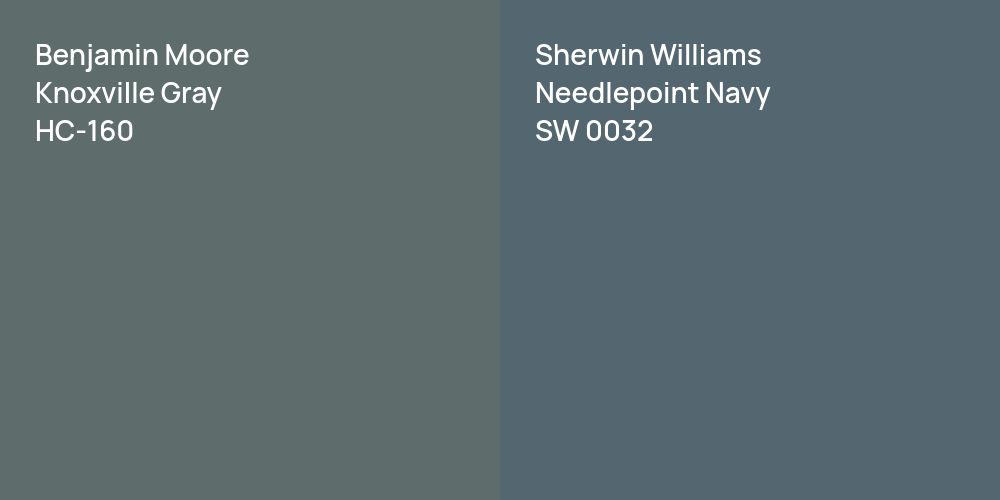 Benjamin Moore Knoxville Gray vs. Sherwin Williams Needlepoint Navy