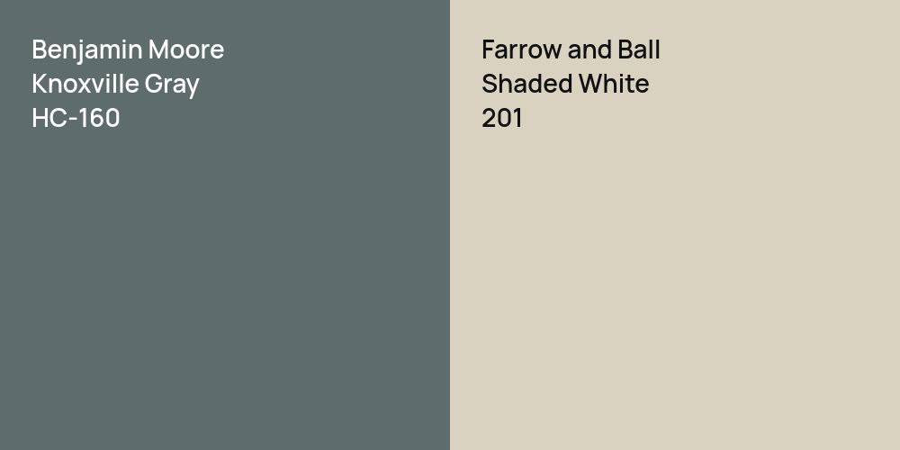 Benjamin Moore Knoxville Gray vs. Farrow and Ball Shaded White