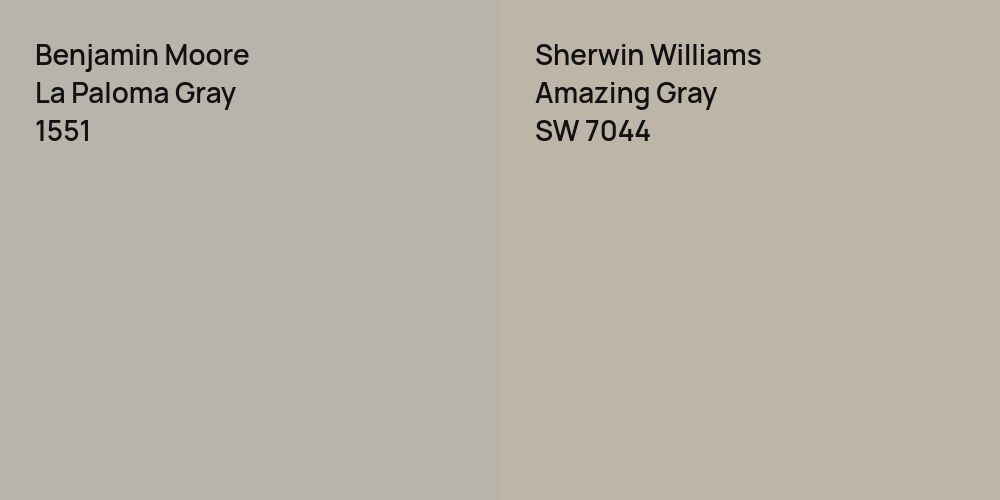 Benjamin Moore La Paloma Gray vs. Sherwin Williams Amazing Gray