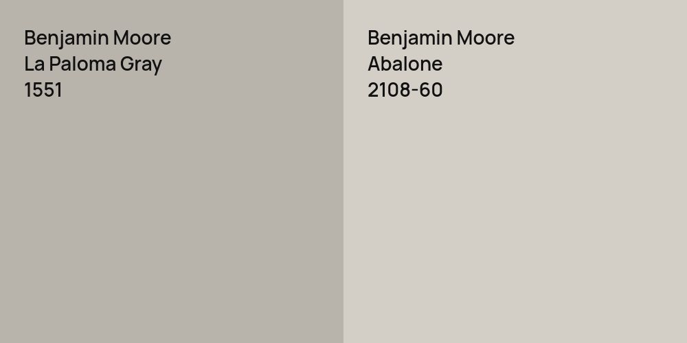 Benjamin Moore La Paloma Gray vs. Benjamin Moore Abalone