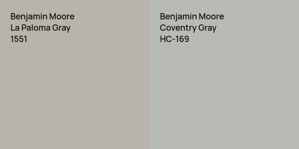 Benjamin Moore La Paloma Gray vs. Benjamin Moore Coventry Gray