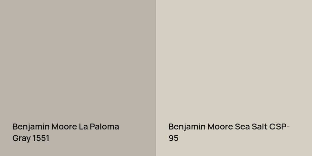 Benjamin Moore La Paloma Gray vs. Benjamin Moore Sea Salt