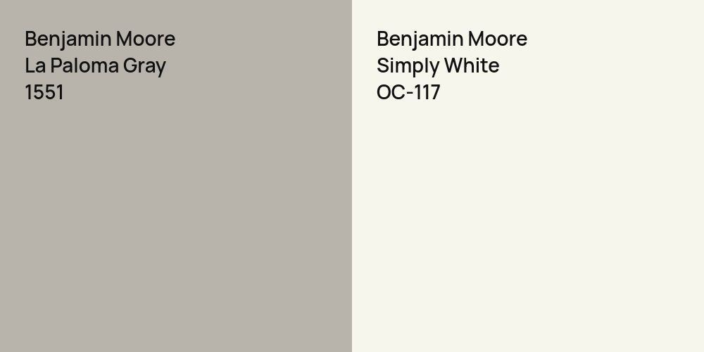 Benjamin Moore La Paloma Gray vs. Benjamin Moore Simply White