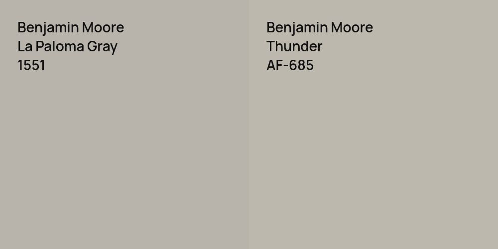 Benjamin Moore La Paloma Gray vs. Benjamin Moore Thunder