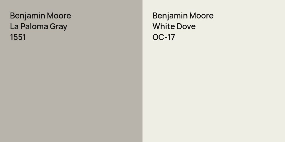 Benjamin Moore La Paloma Gray vs. Benjamin Moore White Dove