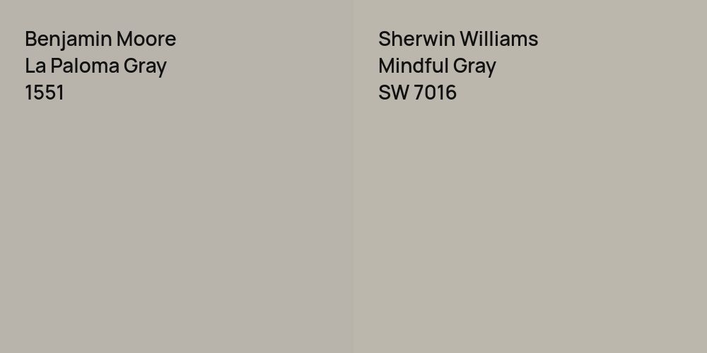 Benjamin Moore La Paloma Gray vs. Sherwin Williams Mindful Gray