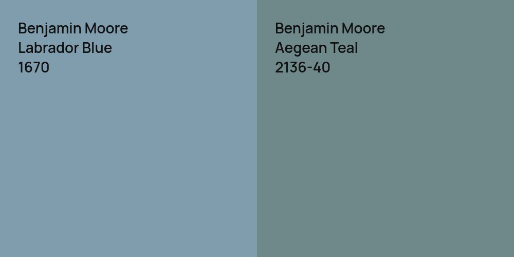 Benjamin Moore Labrador Blue vs. Benjamin Moore Aegean Teal