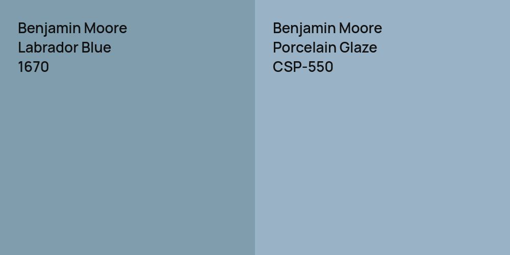 Benjamin Moore Labrador Blue vs. Benjamin Moore Porcelain Glaze