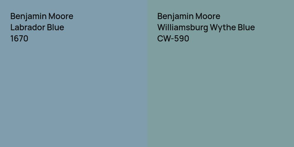 Benjamin Moore Labrador Blue vs. Benjamin Moore Williamsburg Wythe Blue