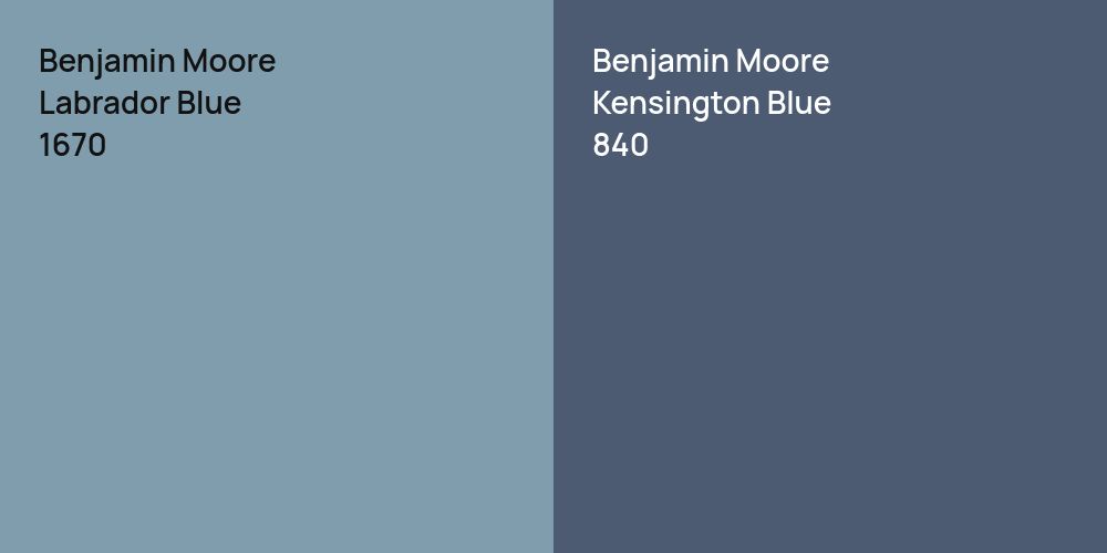 Benjamin Moore Labrador Blue vs. Benjamin Moore Kensington Blue