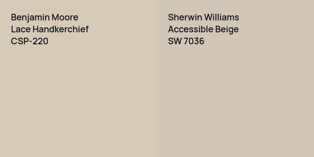 Benjamin Moore Lace Handkerchief vs. Sherwin Williams Accessible Beige