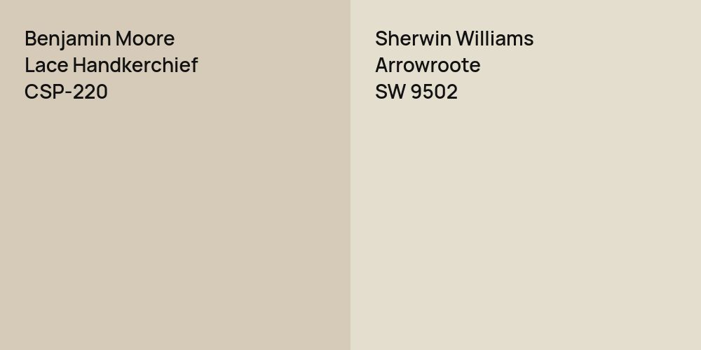 Benjamin Moore Lace Handkerchief vs. Sherwin Williams Arrowroote