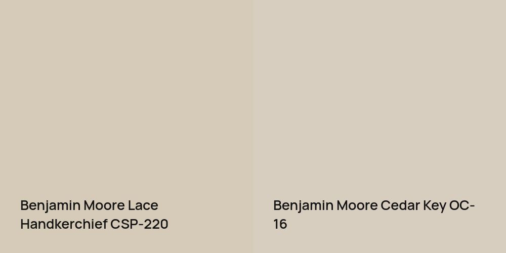 Benjamin Moore Lace Handkerchief vs. Benjamin Moore Cedar Key