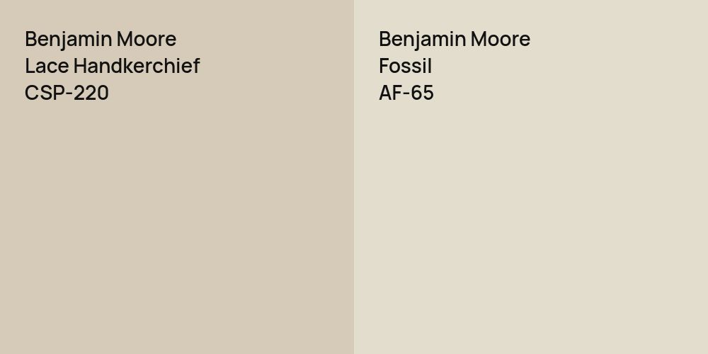 Benjamin Moore Lace Handkerchief vs. Benjamin Moore Fossil