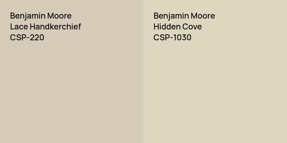 Benjamin Moore Lace Handkerchief vs. Benjamin Moore Hidden Cove