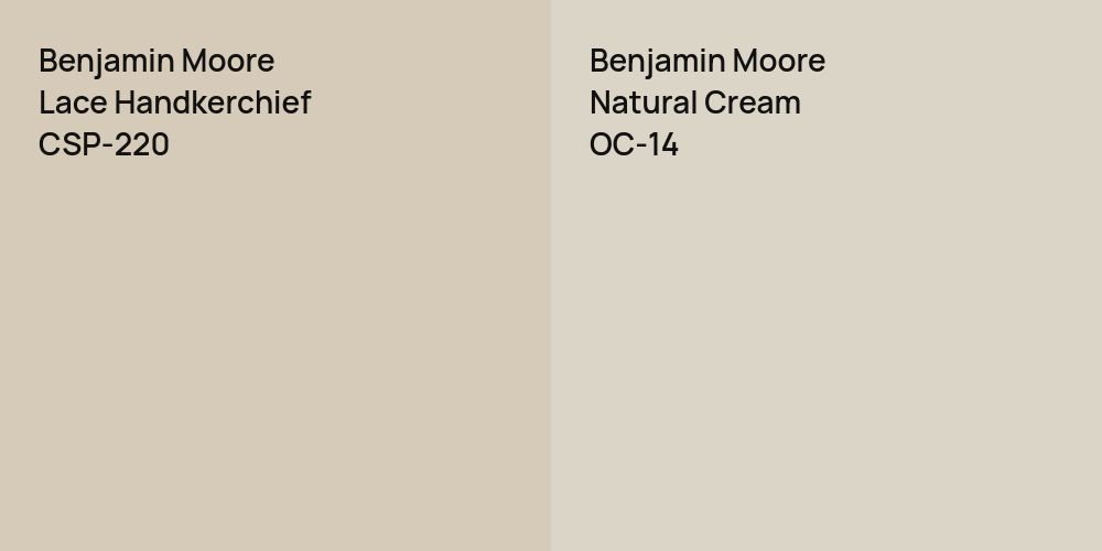 Benjamin Moore Lace Handkerchief vs. Benjamin Moore Natural Cream