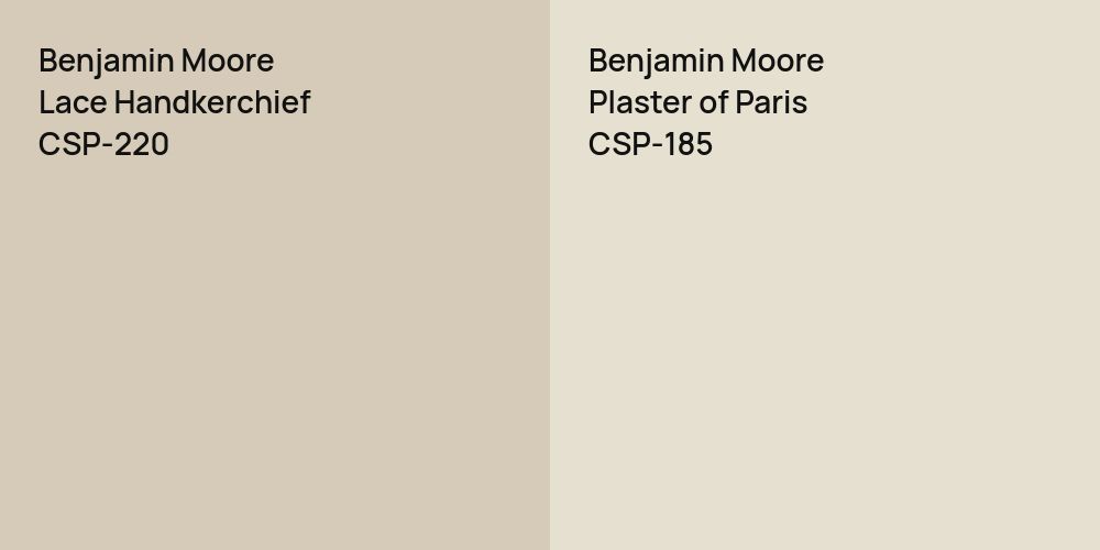 Benjamin Moore Lace Handkerchief vs. Benjamin Moore Plaster of Paris