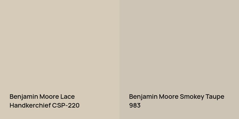 Benjamin Moore Lace Handkerchief vs. Benjamin Moore Smokey Taupe