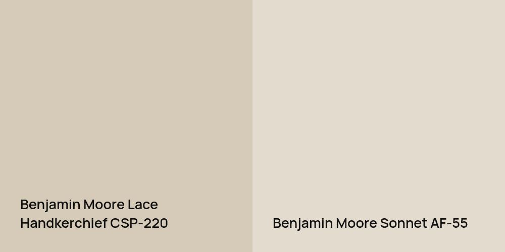 Benjamin Moore Lace Handkerchief vs. Benjamin Moore Sonnet