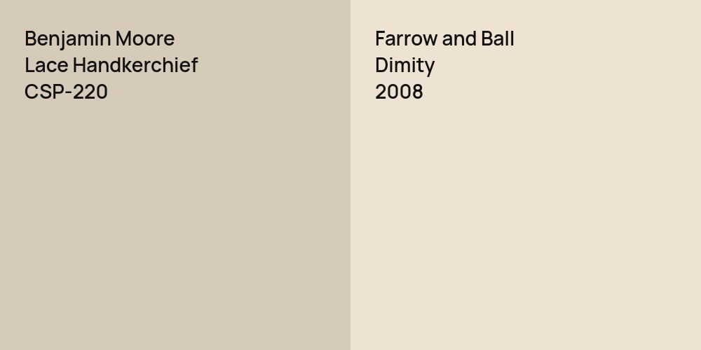 Benjamin Moore Lace Handkerchief vs. Farrow and Ball Dimity