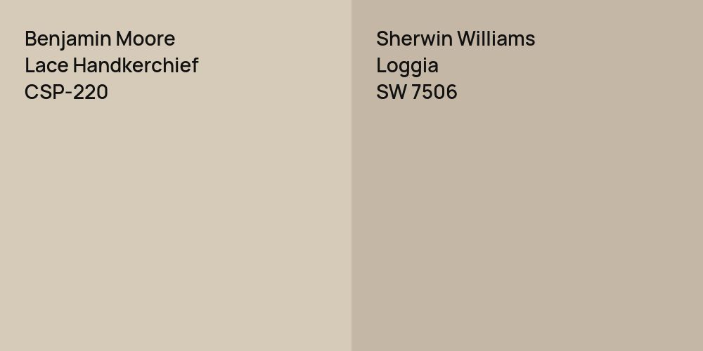 Benjamin Moore Lace Handkerchief vs. Sherwin Williams Loggia