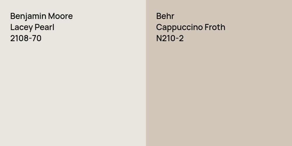 Benjamin Moore Lacey Pearl vs. Behr Cappuccino Froth