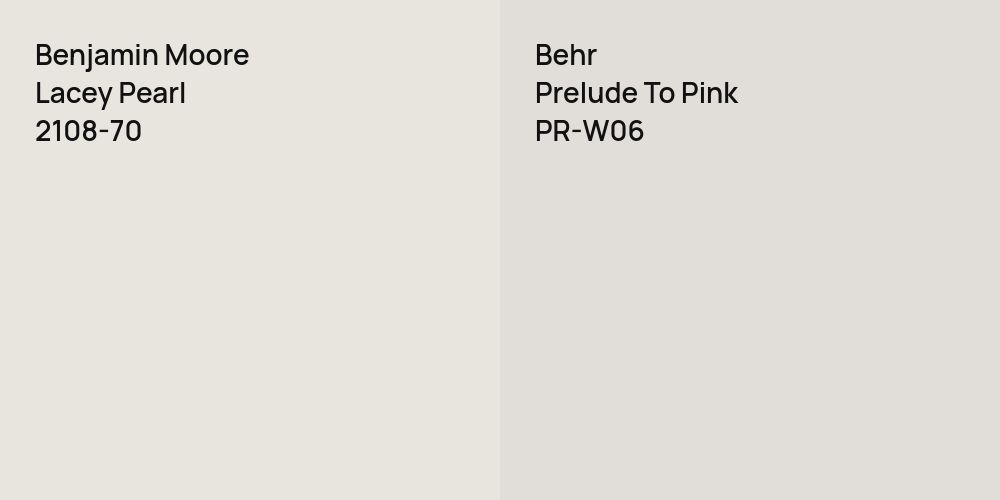 Benjamin Moore Lacey Pearl vs. Behr Prelude To Pink