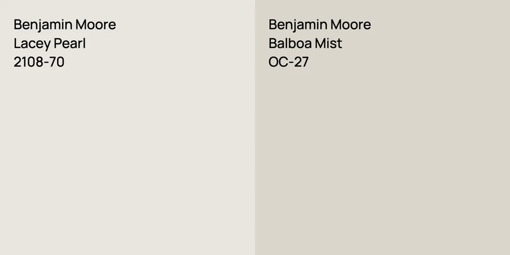 Benjamin Moore Lacey Pearl vs. Benjamin Moore Balboa Mist