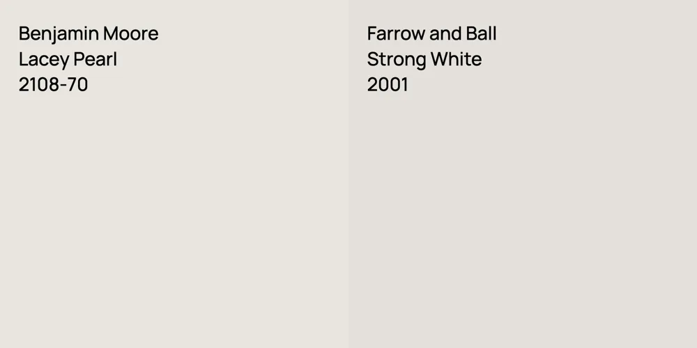 Benjamin Moore Lacey Pearl vs. Farrow and Ball Strong White