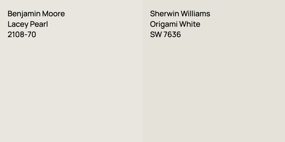 Benjamin Moore Lacey Pearl vs. Sherwin Williams Origami White