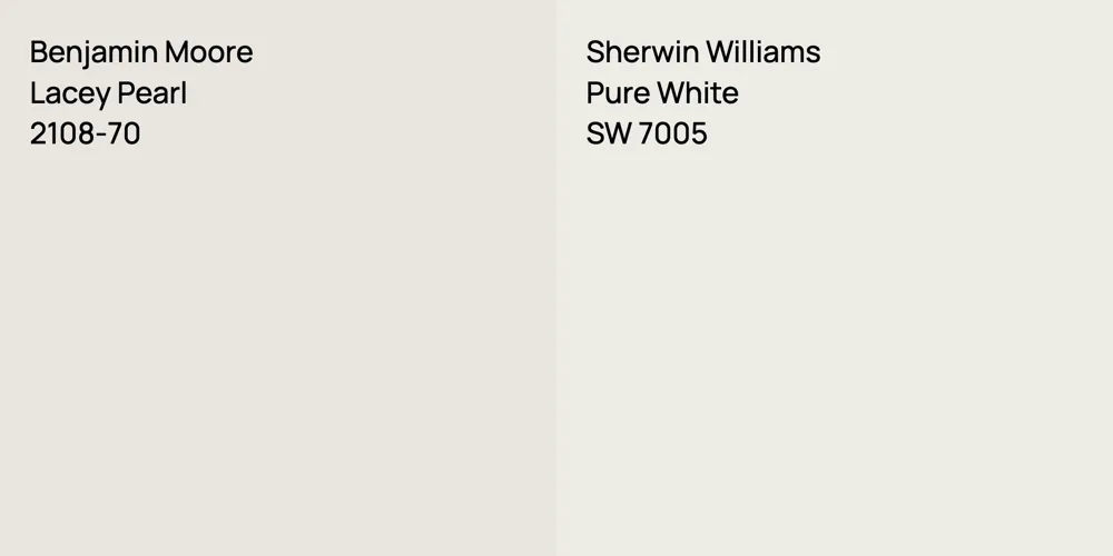 Benjamin Moore Lacey Pearl vs. Sherwin Williams Pure White