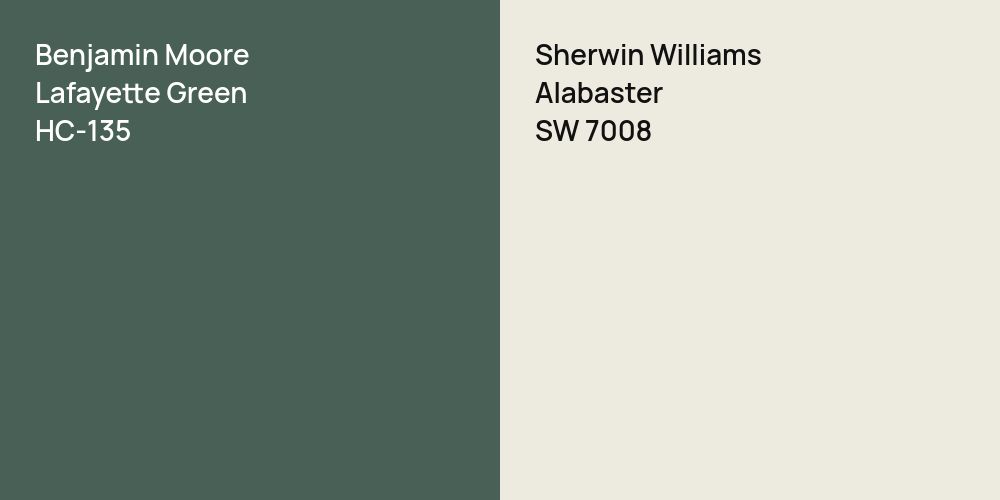 Benjamin Moore Lafayette Green vs. Sherwin Williams Alabaster