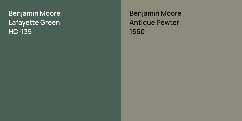 Benjamin Moore Lafayette Green vs. Benjamin Moore Antique Pewter