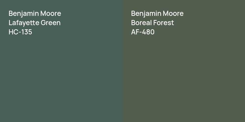 Benjamin Moore Lafayette Green vs. Benjamin Moore Boreal Forest