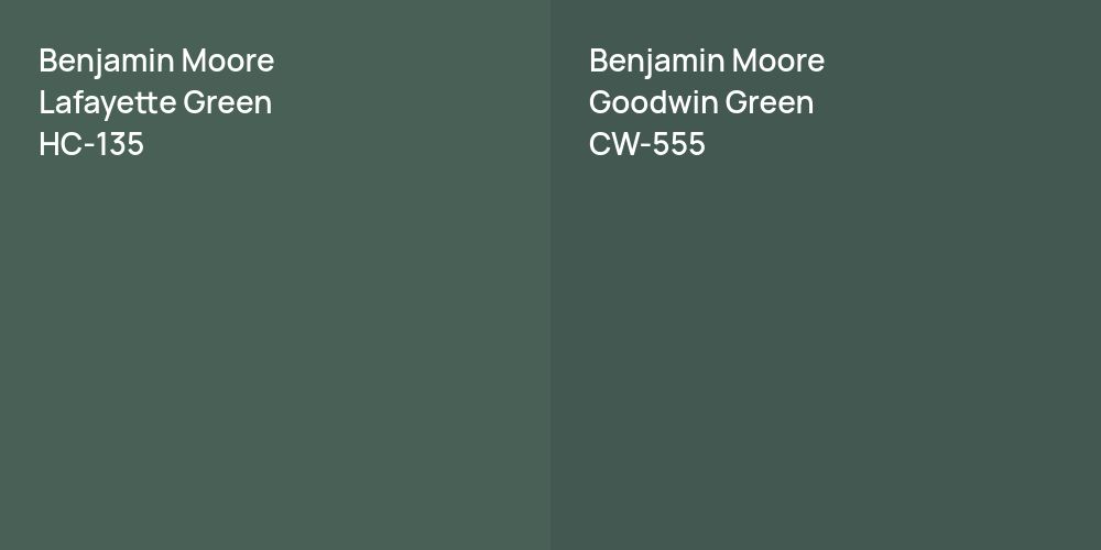 Benjamin Moore Lafayette Green vs. Benjamin Moore Goodwin Green