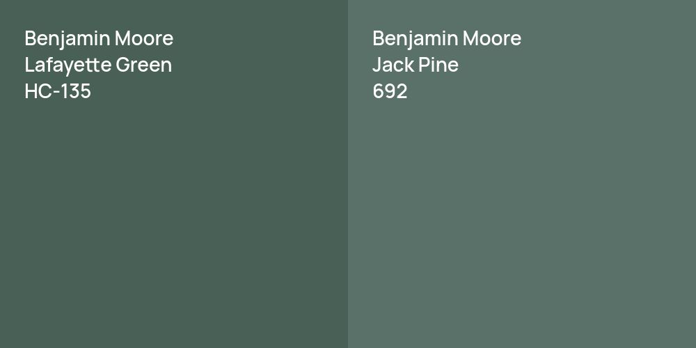 Benjamin Moore Lafayette Green vs. Benjamin Moore Jack Pine