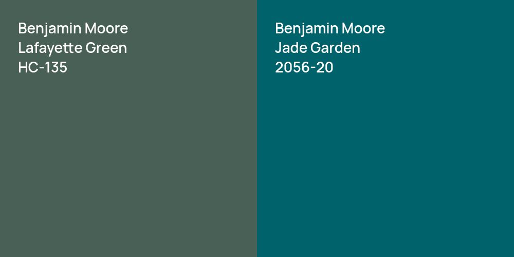 Benjamin Moore Lafayette Green vs. Benjamin Moore Jade Garden