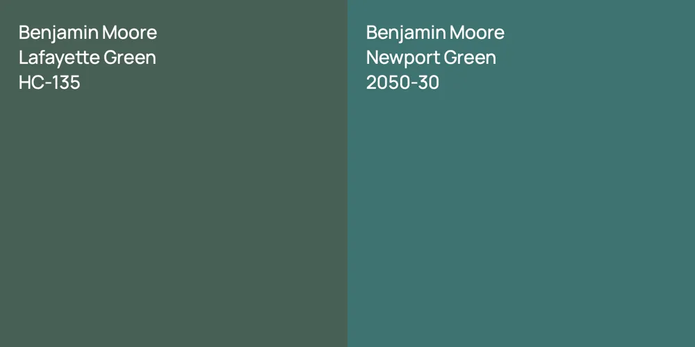 Benjamin Moore Lafayette Green vs. Benjamin Moore Newport Green