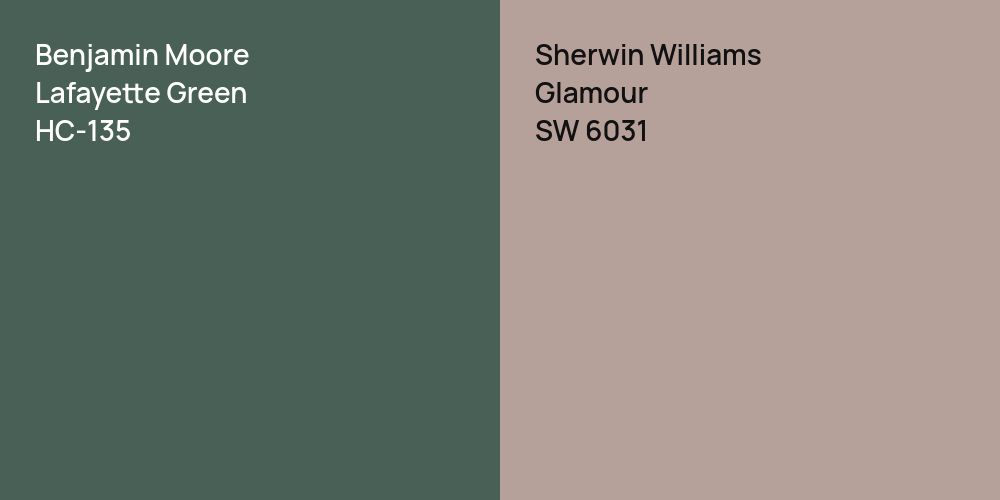 Benjamin Moore Lafayette Green vs. Sherwin Williams Glamour