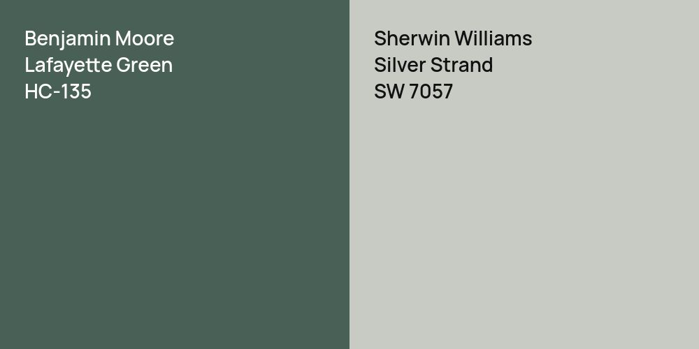 Benjamin Moore Lafayette Green vs. Sherwin Williams Silver Strand