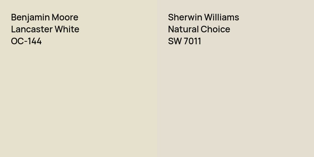 Benjamin Moore Lancaster White vs. Sherwin Williams Natural Choice