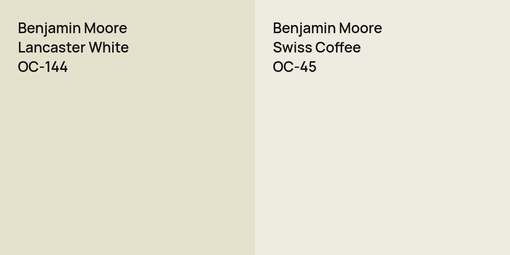 Benjamin Moore Lancaster White vs. Benjamin Moore Swiss Coffee