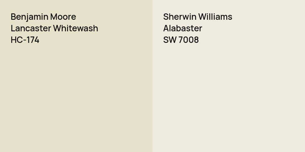 Benjamin Moore Lancaster Whitewash vs. Sherwin Williams Alabaster